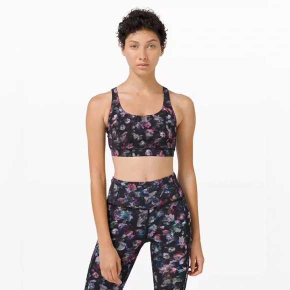 Lululemon Energy Bra Womens 6 Sports Bra Medium Support B D Cups Luxtreme Floral - Picture 3 of 6